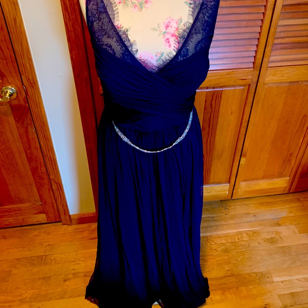 Hitherto-Long Navy Bridesmaid Gown